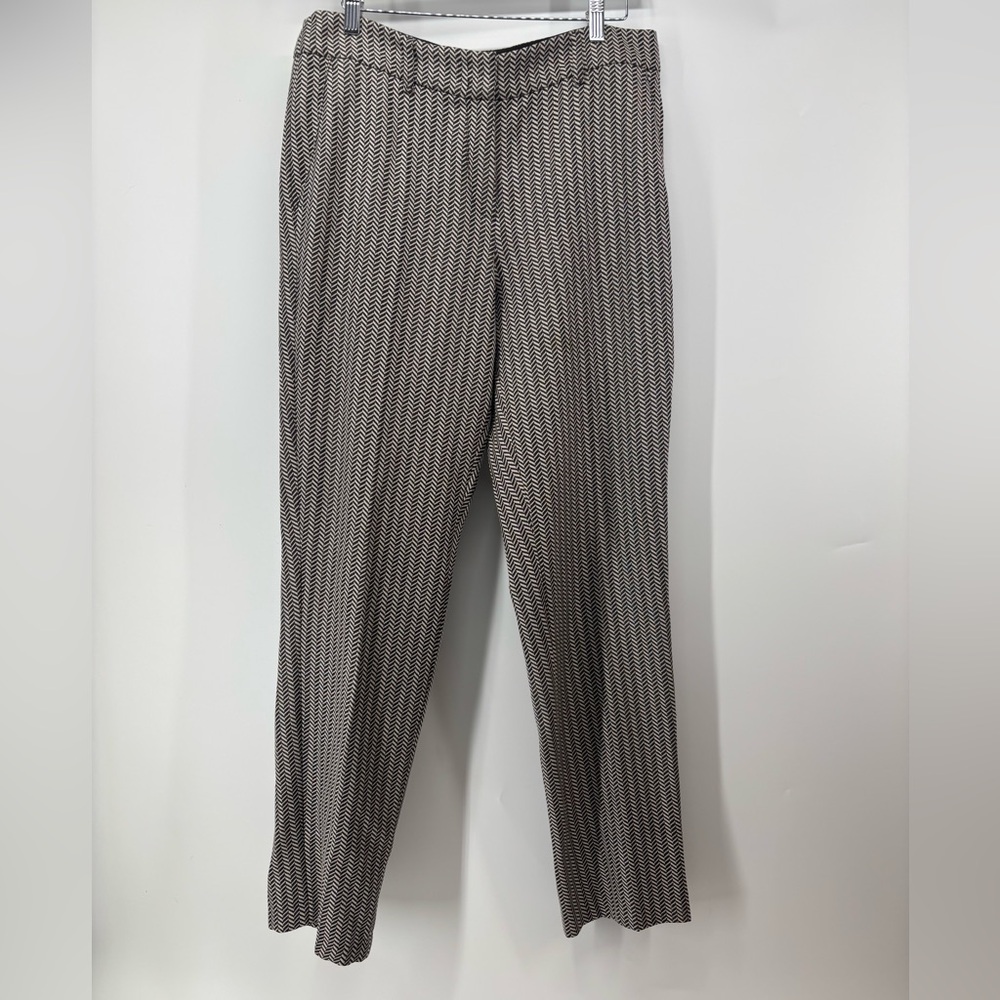 Armani Collezioni women’s pants 10 brown cream herringbone straight leg